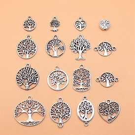 16Pcs Tibetan Style Alloy Pendants, Tree of Life Charms