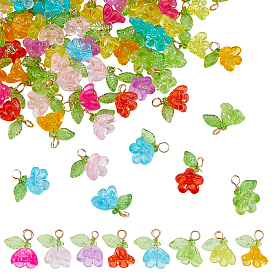 100шт прозрачные акриловые подвески, цветок, с золотой медной проволокой