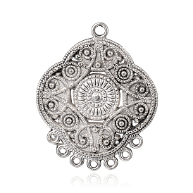 Blume tibetischen Stil Legierung Kronleuchter Komponenten Links, 38x31x2 mm, Bohrung: 1.5~2.5 mm