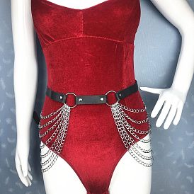 Ceintures à chaîne en cuir PU multicouches en alliage de style punk pour femmes, platine