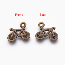Tibetan Style Alloy Charms, Lead Free and Cadmium Free, Bike, about 13.5mm long, 16mm wide, 2mm thick, hole: 1mm