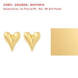304 Stainless Steel Stud Earrings for Women, Ion Plating(IP), Heart