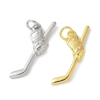 Латунные подвески, клюшка хоккейная с перчатками подвески, с целью перехода в кольце, без свинца и без кадмия, долговечный