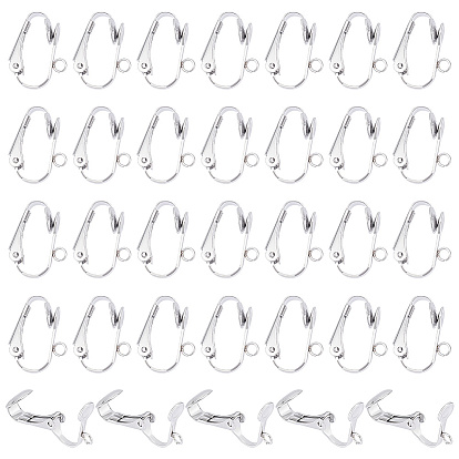 50шт. 304 фурнитура для сережек-клипс из нержавеющей стали, с горизонтальными петлями, для не проколотых ушей