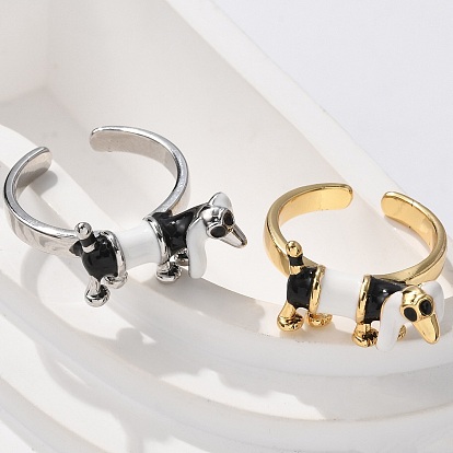 Латунные эмалевые манжетные кольца, без кадмия и без свинца, собака