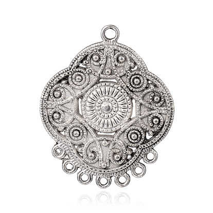 Blume tibetischen Stil Legierung Kronleuchter Komponenten Links, 38x31x2 mm, Bohrung: 1.5~2.5 mm