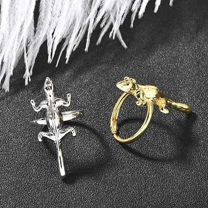 Регулируемые латунные кольца для женщин, без кадмия и без свинца, геккон