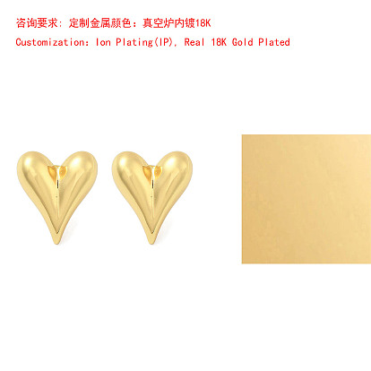 304 Stainless Steel Stud Earrings for Women, Ion Plating(IP), Heart