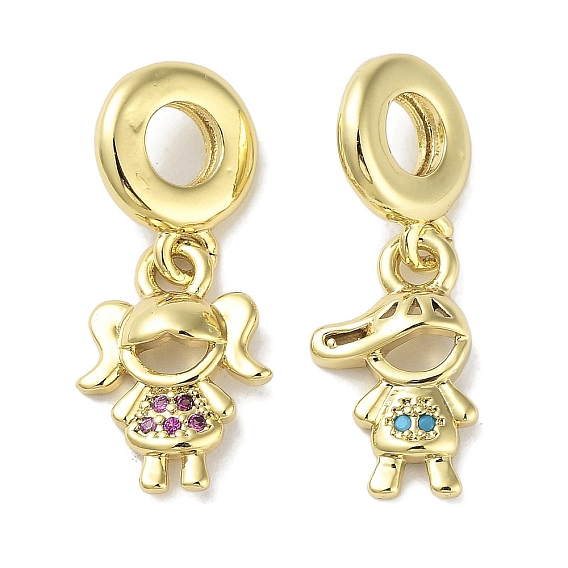 Покрытие стойки латунь паве кубический цирконий европейские подвески, Подвески с большими отверстиями для мальчиков и девочек, реальный 18 k позолоченный, без свинца и без кадмия, долговечный