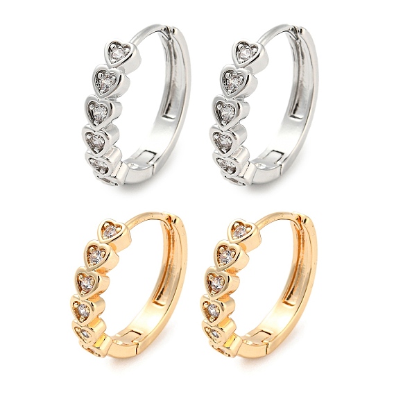 Серьги-кольца из латуни с цирконием, сердце