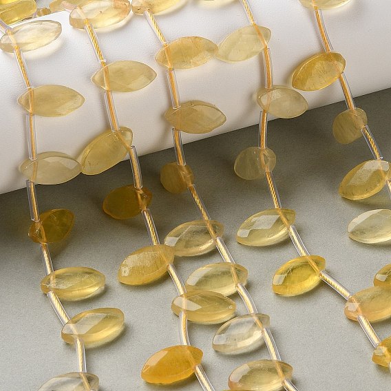 Естественный желтый флюорит бисер нитей, граненые, лошадиный глаз , Топ пробуренной, с пластиковыми трубчатыми бусинами