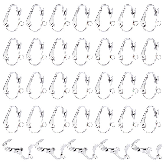 50шт. 304 фурнитура для сережек-клипс из нержавеющей стали, с горизонтальными петлями, для не проколотых ушей