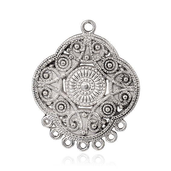Blume tibetischen Stil Legierung Kronleuchter Komponenten Links, 38x31x2 mm, Bohrung: 1.5~2.5 mm