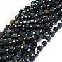 Natural Tiger Eye Beads Strands, with Seed Beads, Bicone, Double Terminated Point Prism Beads, Faceted, Dyed & Heated