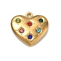 304 Stainless Steel Pendants, with Rhinestone, Heart Charms