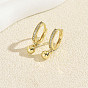 Brass Micro Pave Cubic Zirconia Round Bead Hoop Dangle Earrings for Women
