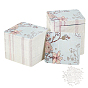 Cardboard Earring Display Cards and Plastic Ear Nuts Sets, Rectangle with Flower Pattern
