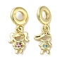 Покрытие стойки латунь паве кубический цирконий европейские подвески, Подвески с большими отверстиями для мальчиков и девочек, реальный 18 k позолоченный, без свинца и без кадмия, долговечный