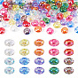 100Pcs UV Plating Transparent Acrylic European Beads, Iridescent, Rondelle, Faceted, Large Hole Bead