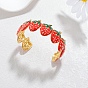304 эмалированные браслеты-манжеты из нержавеющей стали для женщин, клубника