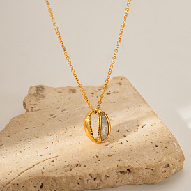 18K Gold Plated Stainless Steel Shell Pendant Necklace - Unique Design, Non-Fading and Versatile Fashion Accessory