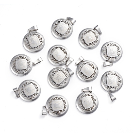 304 Stainless Steel Pendants, Flat Round with 12 Constellation/Zodiac Sign