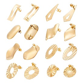 8 стиль 304 фурнитура для сережек-гвоздиков из нержавеющей стали, с вертикальными петлями и ушными гайками/задними частями серег, овальные и плоские круглые и прямоугольные и конусные