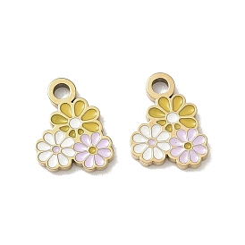 304 прелести нержавеющей стали, цветок, с эмалью, ионное покрытие (ip)