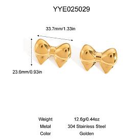 304 серьги-гвоздики в виде банта из нержавеющей стали для женщин, золотые