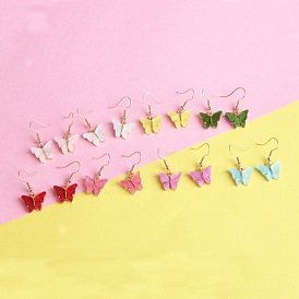 Colorful Acrylic Butterfly Earrings - Sweet and Vibrant Ear Drops, Fashionable Ear Decor.