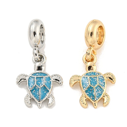 Стойка с покрытием из сплава эмали, морская черепаха, европейские подвески с подвесками, Подвески с большими отверстиями, глубокое синее небо, без кадмия, без никеля и без свинца