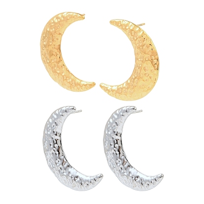304 из нержавеющей стали серьги, кованая текстурированная луна