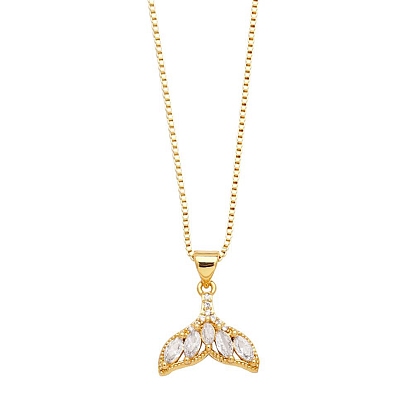 Brass Micro Pave Cubic Zirconia Pendant Necklaces