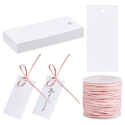 Paper Blank Card, with Faux Suede Cord, Rectangle