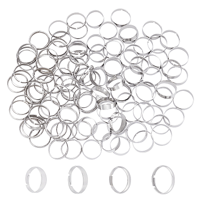 120pcs 4 styles réglables 304 anneaux en acier inoxydable uni
