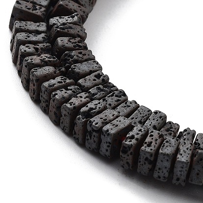 Natural Lava Rock Beads Strands, Frosted, Square