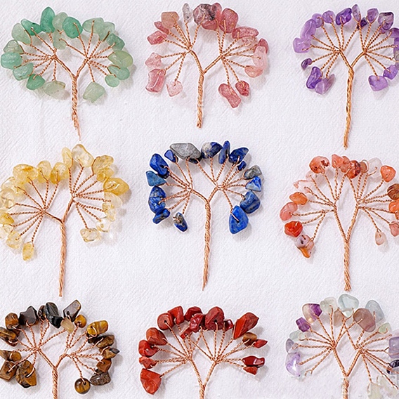 Елочные украшения из крошки натуральных драгоценных камней, Медный провод, энергетический камень по фен-шуй, подарок для домашнего офиса, рабочего стола