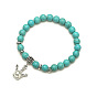 Turquoise Beaded Bracelet Set with Cross Pendant - Vintage Natural Stone Jewelry