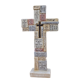 Resin Cross Prayer Sculpture, Religion Display Decorations
