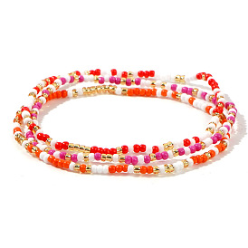 Sweet and Stylish Colorful Glass Seed Beaded Stretch Bracelets Set for Women Girl