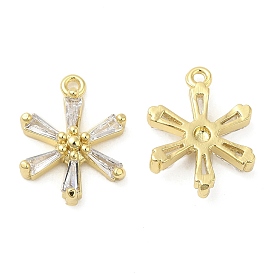 Brass with Clear Cubic Zirconia Pendants, Snowflake