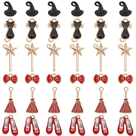 60Pcs 6 Styles Witch Theme Alloy Pendants, with Enamel & Baking Paint, Mixed Shapes
