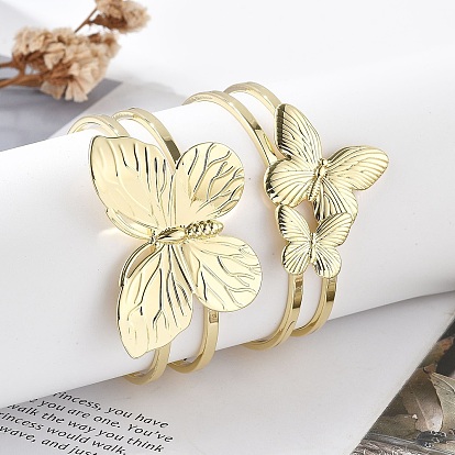 Открытые браслеты-манжеты из латуни в форме бабочки, долговечный