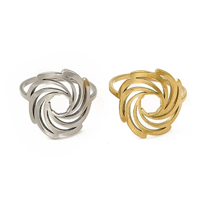 201 Stainless Steel Finger Rings, Vortex Wide Band Rings for Women