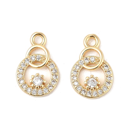 Латунные микро проложить кубического циркония подвески, без кадмия, без никеля и без свинца, плоский круглый с цветными чарами