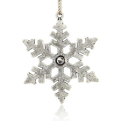 Большие подвески со стразами, сплав, античное серебро, снежинка ожерелье большие кулоны, 55x45x4 мм, отверстие : 2 мм