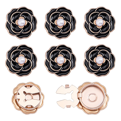 8Pcs Flower Alloy Resin Cufflinks, Shawls and Capes Buckles, for Garment Accessories, Golden