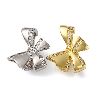 Латунные микро проложить кубического циркония кулон поручительств, бантом, без кадмия и без свинца, стойки покрытие, долговечный