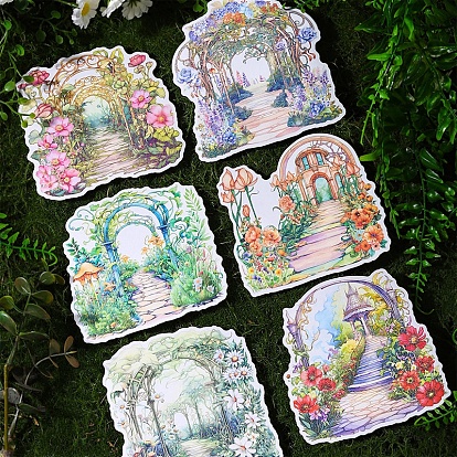 10Pcs Fairyland Bridge Paper Self-Adhesive Stickers, for DIY Photo Album Diary Scrapbook Decoration