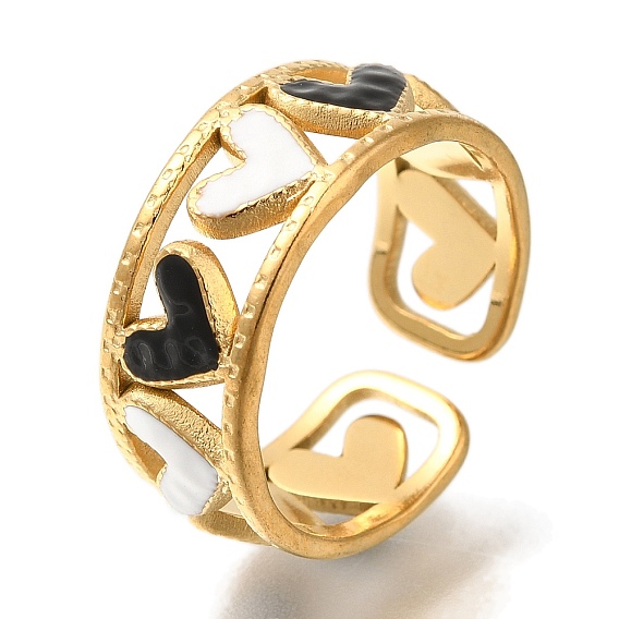 304 из нержавеющей стали манжеты кольца, с эмалевой подвеской, формы сердца